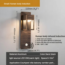Load image into Gallery viewer, Black/Bronze Outdoor Waterproof LED Aluminum Wall Light With Motion Sensor

