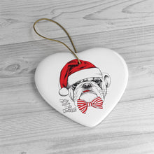 Carregar imagem no visualizador da galeria, Bulldog with Bow Christmas Ornament
