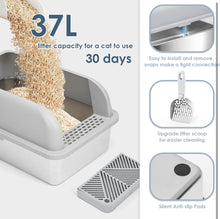 Load image into Gallery viewer, Suzzipaws Enclosed Stainless Steel Cat Litter Box with Lid Extra Large Litter Box for Big Cats XL Metal Litter Pan Tray with High Wall Sides Enclosure
