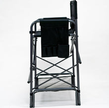 Cargar imagen en el visor de la galería, Earth Products Executive VIP Tall Directors Chair with Folding Side Table, Foldable, Zippered Carry Bag, 31&quot; Seat Height, Lightweight, 375LBS Max Load
