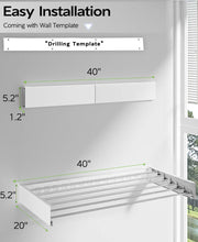 Cargar imagen en el visor de la galería, Vikaqi Wall Mounted Clothes Drying Rack 40 inches, Foldable Wall Mount Laundry Drying Rack Folding Indoor, Drying Rack Clothing Collapsible, Towel Dry
