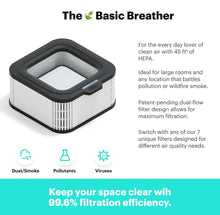 Load image into Gallery viewer, Mila Air Purifier for Large Room 1,000 sqft Coverage | Basic Breather | Air Purifier for Allergies | H12 HEPA Filter | Smoke Allergens Dust Pollution | Home Office Air Cleaner | Smart Wi-Fi Auto Mode
