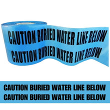 Cargar imagen en el visor de la galería, Caution Buried Water Line Below Barricade Tape - 1000 ft | BRC-BWLB (Made in USA)

