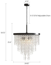 Load image into Gallery viewer, Wellmet Black Crystal Chandelier 24 inch, 3-Tier Modern Round K9 Crystals Light Fixtures for Dining Room, Contemporary Pendant Light FixtureKitchen Is
