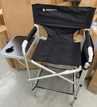 Cargar imagen en el visor de la galería, Earth Products Executive VIP Tall Directors Chair with Folding Side Table, Foldable, Zippered Carry Bag, 31&quot; Seat Height, Lightweight, 375LBS Max Load
