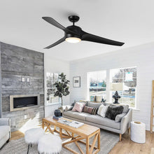 Carregar imagem no visualizador da galeria, 60&quot; Wall Control 3 Blades Black Ceiling Fan with LED Lighting

