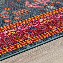 Cargar imagen en el visor de la galería, Cleveland Colorful Traditional Area Rug - Teal, Aqua, Navy
