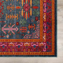 Cargar imagen en el visor de la galería, Cleveland Colorful Traditional Area Rug - Teal, Aqua, Navy
