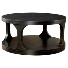 Load image into Gallery viewer, 18&quot;H Antique Black Round Structure Coffee Table with Open Shelf
