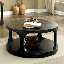 Load image into Gallery viewer, 18&quot;H Antique Black Round Structure Coffee Table with Open Shelf
