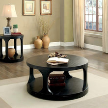 Load image into Gallery viewer, 18&quot;H Antique Black Round Structure Coffee Table with Open Shelf
