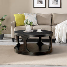 Load image into Gallery viewer, 18&quot;H Antique Black Round Structure Coffee Table with Open Shelf
