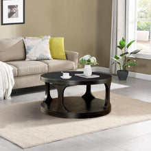 Load image into Gallery viewer, 18&quot;H Antique Black Round Structure Coffee Table with Open Shelf
