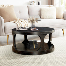 Load image into Gallery viewer, 18&quot;H Antique Black Round Structure Coffee Table with Open Shelf
