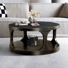 Load image into Gallery viewer, 18&quot;H Antique Black Round Structure Coffee Table with Open Shelf

