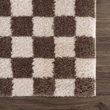 Carregar imagem no visualizador da galeria, Canika Brown Washable Checkered Area Rug
