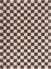 Carregar imagem no visualizador da galeria, Canika Brown Washable Checkered Area Rug
