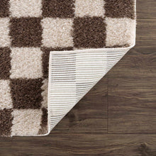 Carregar imagem no visualizador da galeria, Canika Brown Washable Checkered Area Rug
