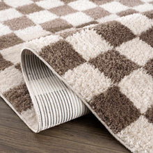 Carregar imagem no visualizador da galeria, Canika Brown Washable Checkered Area Rug
