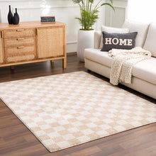 Carregar imagem no visualizador da galeria, Canika Checkered Cream Washable Area Rug
