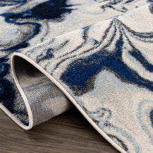 Carregar imagem no visualizador da galeria, Glendon Cream Blue Marble Rug
