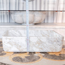 Carregar imagem no visualizador da galeria, European Sugar Marble Rectangular Farmhouse Sink Semi-Polished (W)12.5&quot; (L)18&quot; (H)5&quot;
