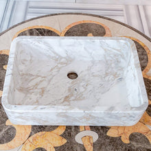 Carregar imagem no visualizador da galeria, European Sugar Marble Rectangular Farmhouse Sink Semi-Polished (W)12.5&quot; (L)18&quot; (H)5&quot;
