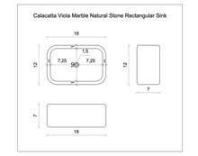 Load image into Gallery viewer, Calacatta Viola Marble Rectangular Wall-mount Bathroom Sink (W)12&quot; (W)18&quot; (H)7&quot;
