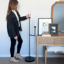 Carregar imagem no visualizador da galeria, 50 Inch Black Iron Floor Candelabra
