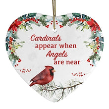 Carregar imagem no visualizador da galeria, Cardinals Appear When Angels Are Near Floral Heart Christmas Ornament
