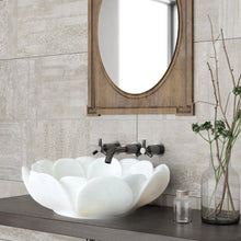 Cargar imagen en el visor de la galería, Carrara White Marble Flower Shape Above Vanity Bathroom Sink Polished (D)17&quot; (H)6&quot;
