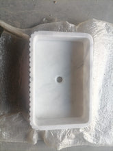 Cargar imagen en el visor de la galería, Carrara White Marble Wall-mount Bathroom Sink Ribbed Textured (W)16&quot; (W)24&quot; (H)6&quot;
