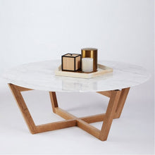 Load image into Gallery viewer, Carrara White Marble Coffee Table Round Polished and Eased Edge
