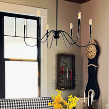 Load image into Gallery viewer, Black Metal 6 Light Candelabra Chandelier
