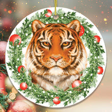 Cargar imagen en el visor de la galería, Christmas Wreath Tiger Ornament
