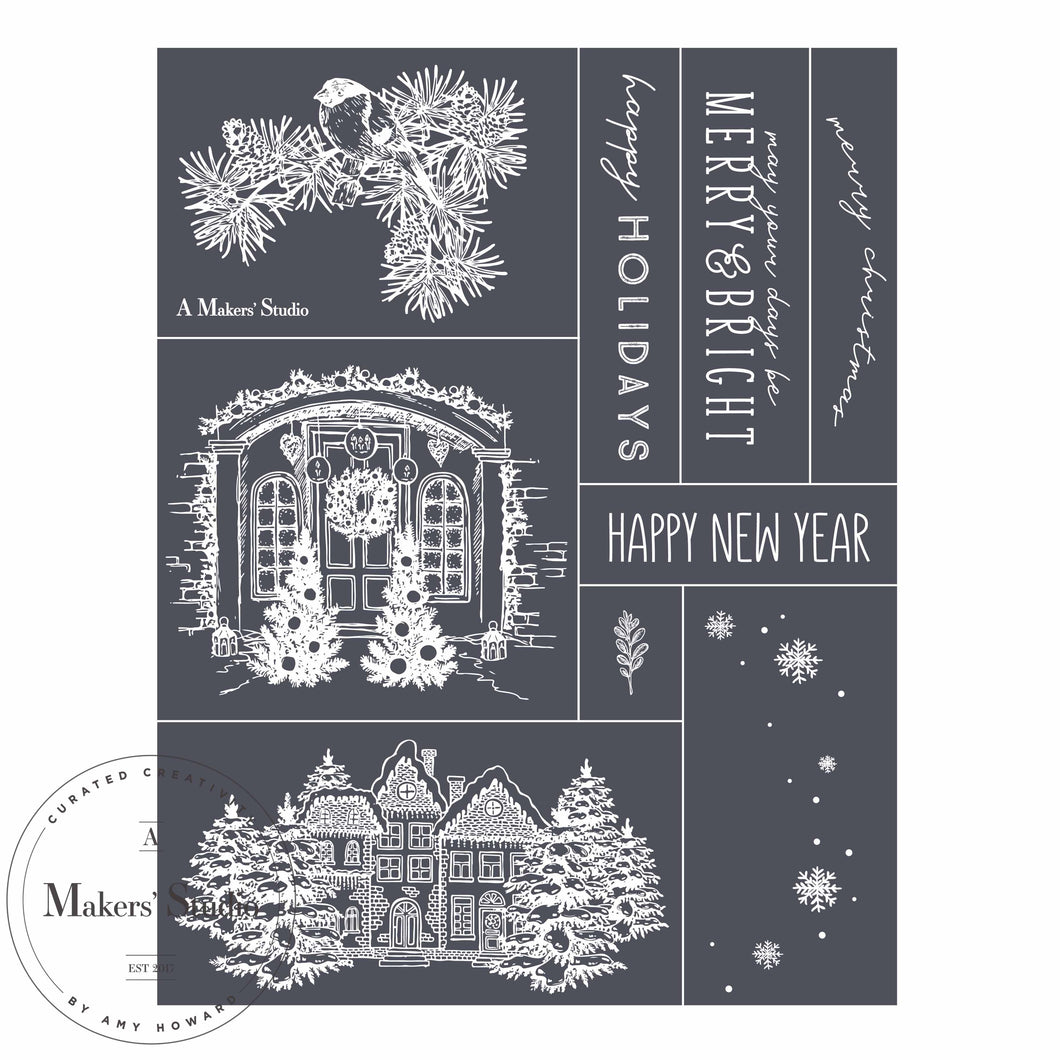 Christmas Houses - Mesh Stencil 8.5x11