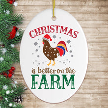 Cargar imagen en el visor de la galería, Christmas is Better on the Farm Rooster Ornament
