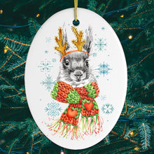 Carregar imagem no visualizador da galeria, Watercolor Squirrel Christmas Ornament
