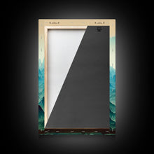 Load image into Gallery viewer, Emerald green rolling hills, fantasy mountains, 3 piece wall art, 3 piece canvas print, cool home wall decor
