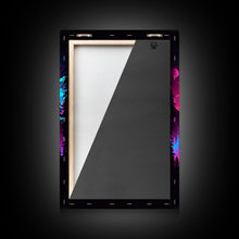 Load image into Gallery viewer, Wolves Howling at the moon, 3 wolf moon, framed canvas print, vaporwave art, Animal art, predator art
