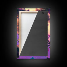 Load image into Gallery viewer, Cyberpunk Robot Owl, framed canvas print, Cybernetic android owl art, vaporwave aesthetic futuristic art
