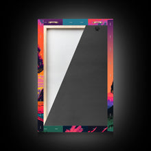 Load image into Gallery viewer, Triptych 3 panel Wall Art, Framed Canvas Prints, Synthwave Landscape Decor, MCM 80s Vibes Retro Style 3 Piece Art

