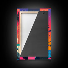 Load image into Gallery viewer, Midcentury Modern Wall Art, Mid Century Modern, 3 Piece Framed Canvas, 3 Panel Art, Triptych Art, Vaporwave Palm Trees and Sunset, 80s Retro
