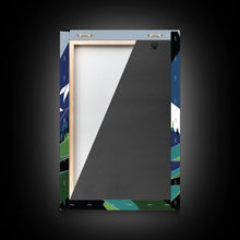 Load image into Gallery viewer, Abstract Pacific Northwest Art, Minimalist Boho Style Forest and Mountain Landscape, Framed Canvas Art, Abstract Art, Green Mountains
