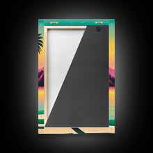 Load image into Gallery viewer, Framed Canvas Print - Art Deco Sunset Scene - Mountains, Palmtrees &amp; Beaches - Retro Style Art - Living Room Decor
