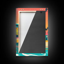 Carregar imagem no visualizador da galeria, Art Deco Sunset Beach Canvas Print, Minimalist Retro Palmtree Vibe, Vaporwave Art, 80s Retro Vibes, Miami Inspired Art
