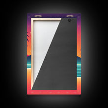 Carregar imagem no visualizador da galeria, Framed Canvas Print | Art Deco Sunset | Retro Style | Palm Trees | Island Vibes | Desert Pyramids and Palm Trees | Desert Art
