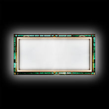 Load image into Gallery viewer, Emerald Green and Gold Art Deco Sail Boat, Framed Canvas Print, Retro MCM Style Wall Art, Midcentury Modern, Vintage Style, Stained Glass
