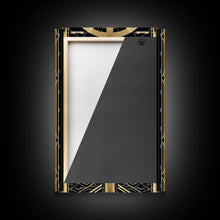 Carregar imagem no visualizador da galeria, Art Deco Pattern Wall art, Framed Canvas Print, Art Deco, Gold &amp; black art, Wonderful art, Lines art, Blue colors, Abstract art, Patterns
