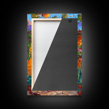 Carregar imagem no visualizador da galeria, Bright Mexican Style Courtyard Tall Art Framed Canvas Print Featuring Vibrant Architecture And Desert Scenery
